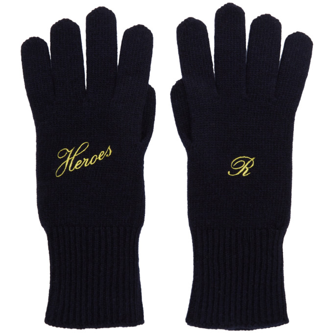 RAF SIMONS RAF SIMONS NAVY CASHMERE HEROES GLOVES