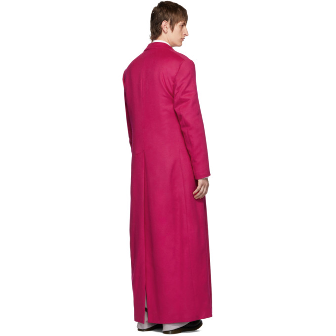 RAF SIMONS RAF SIMONS PINK WOOL DOUBLE-BREASTED LONG COAT