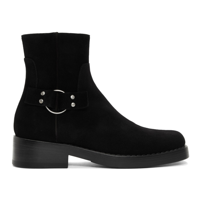 Raf Simons Black Suede High Sole Detail Low Boots