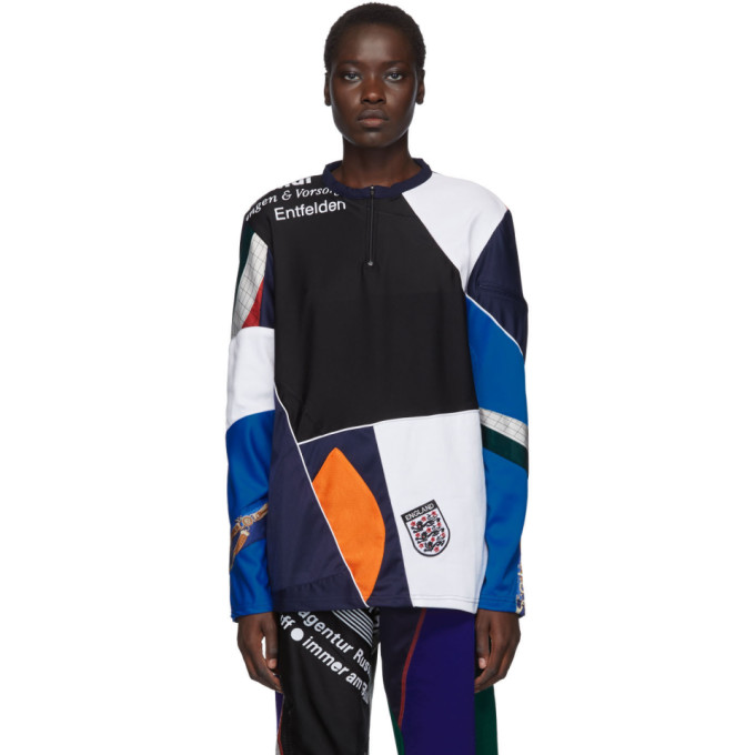 Ahluwalia Navy Patchwork Zip Sweater