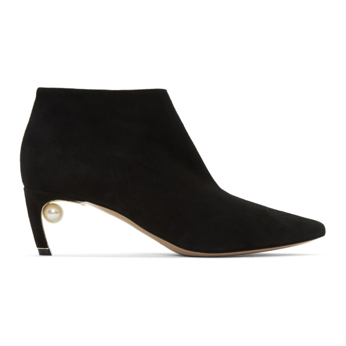 Nicholas Kirkwood Black Suede Mira Pearl Boots