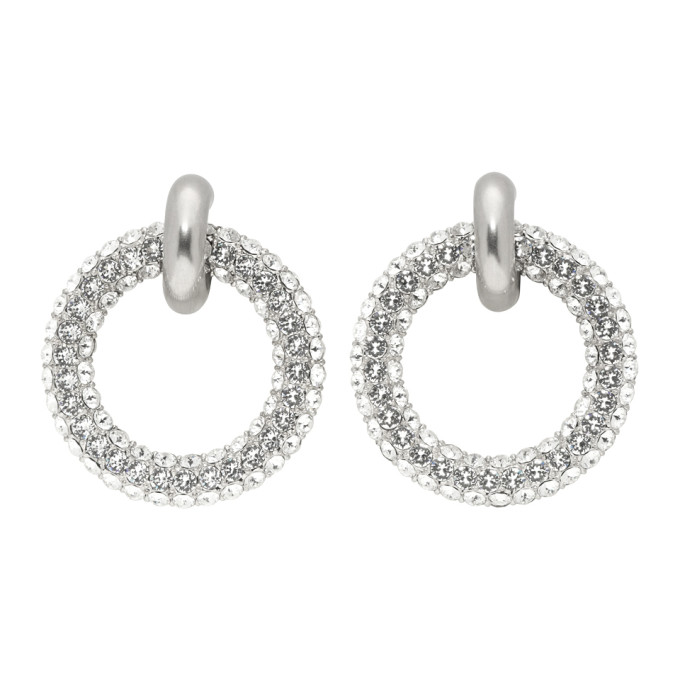 Balenciaga Silver Double Hoop Earrings In 8722 Pal V