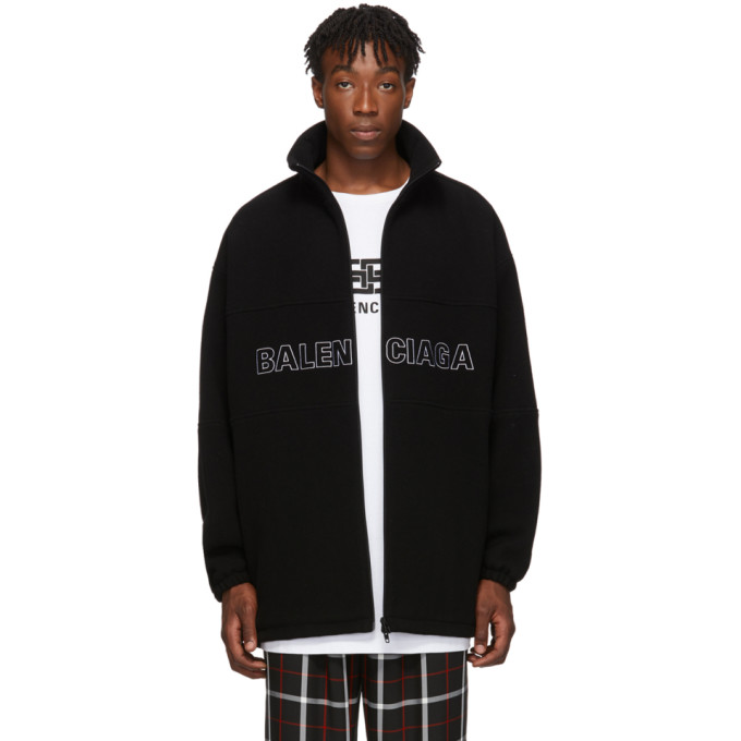 Balenciaga Balenciaga Black Wool Logo Jacket