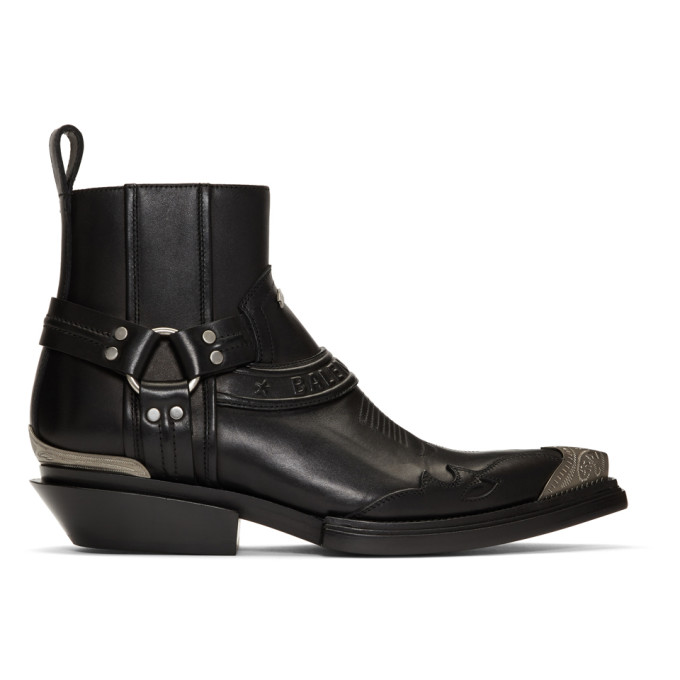 Balenciaga Black Santiag Harness Boots