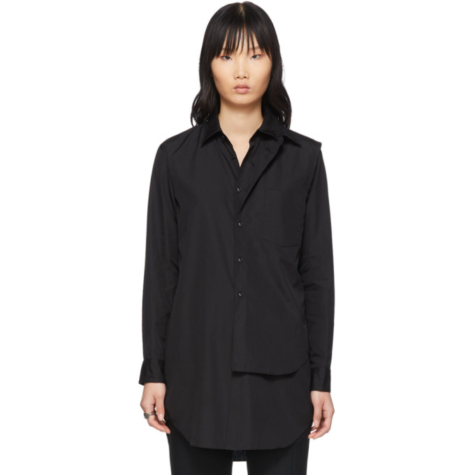 Comme Des Garcons Homme Deux Comme Des Garcons Homme Plus Black Double Layer Shirt In 1 Black Modesens