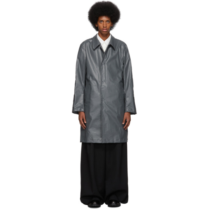 Dries Van Noten Grey Coated Cotton Coat