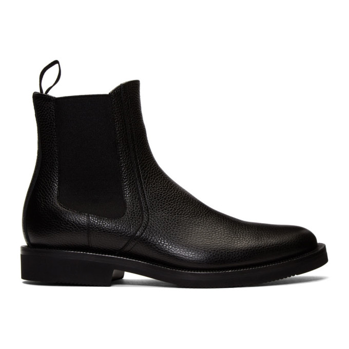 Dries Van Noten Black Pebbled Chelsea Boots