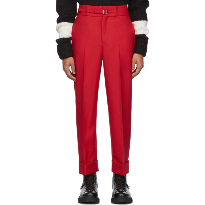 Neil Barrett Red Belted Slim Tube-leg Trousers In 554 Red