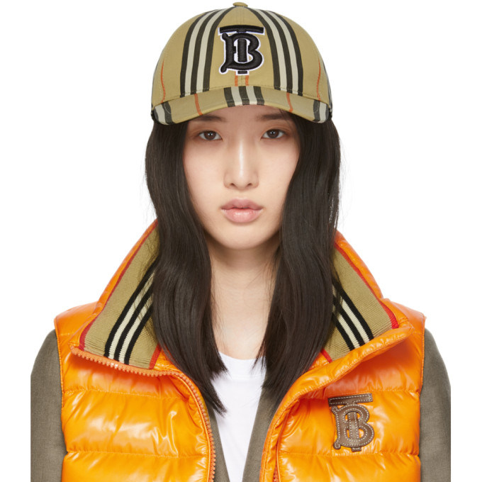Click to view more detailed imagery on our partner's website Burberry Beige Icon Stripe Baseball Cap In Archive Bei
