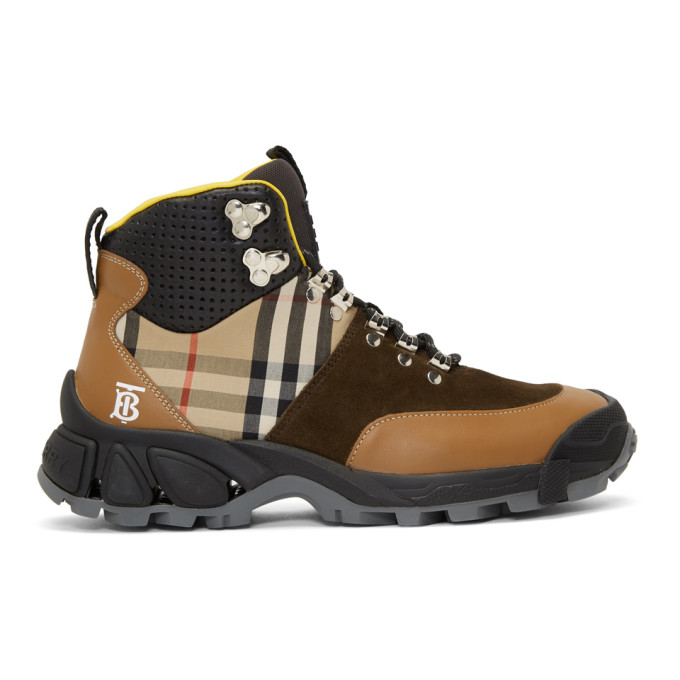Burberry Beige and Brown Tor Boots