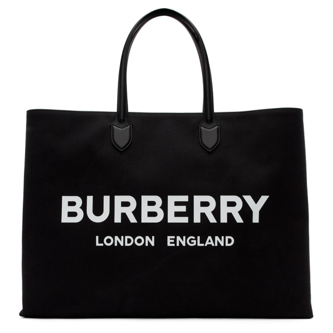 burberry logo detail cotton blend tote