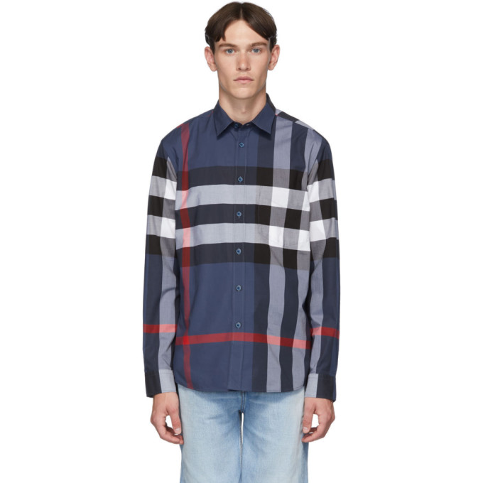 blue and red burberry shirt