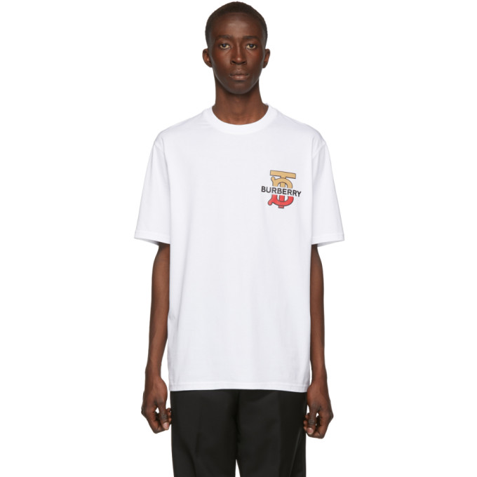 Burberry Gatley Monogram Logo-Print Cotton T-Shirt In White