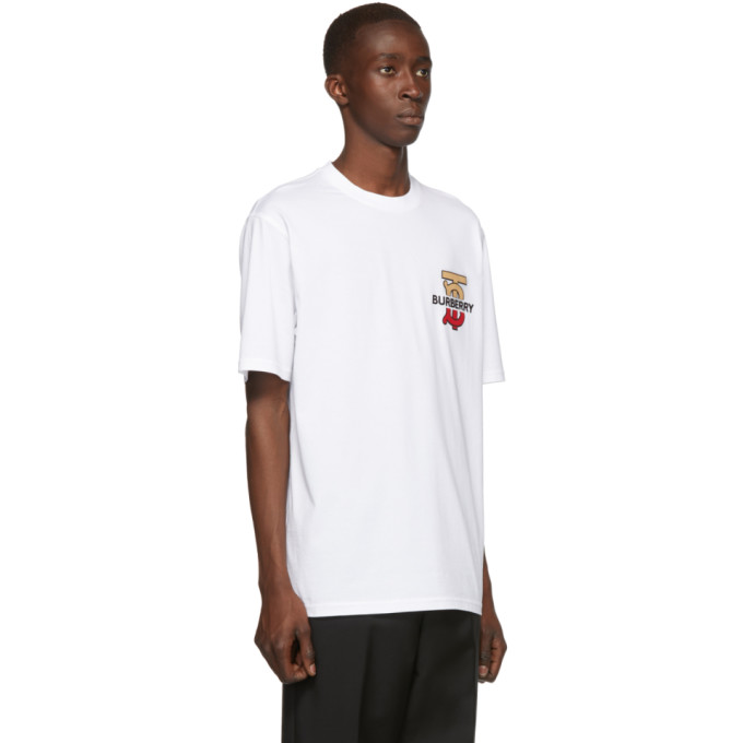 Burberry Gatley Monogram Logo-Print Cotton T-Shirt In White