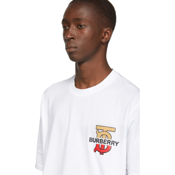 Burberry Gatley Monogram Logo-Print Cotton T-Shirt In White