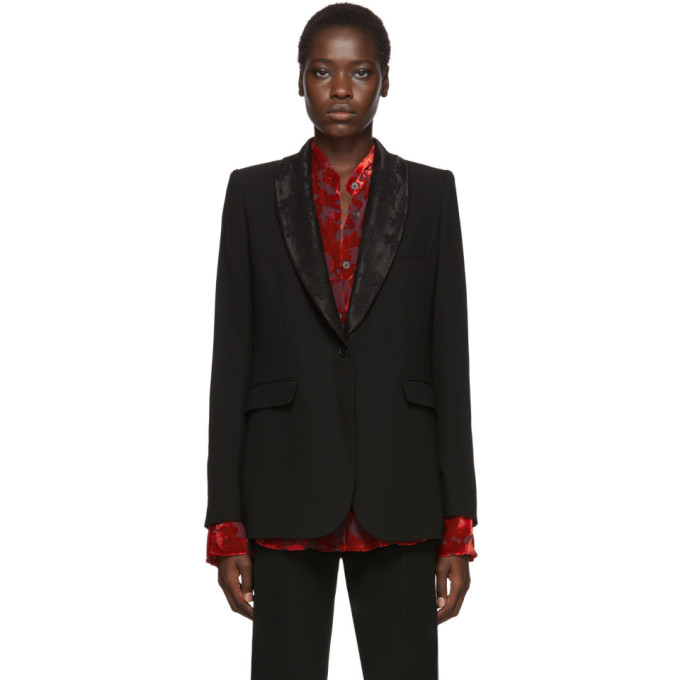 ANN DEMEULEMEESTER ANN DEMEULEMEESTER BLACK WOOL MINERVA LAPEL BLAZER