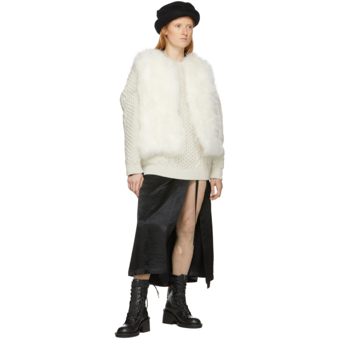 ANN DEMEULEMEESTER ANN DEMEULEMEESTER OFF-WHITE WOOL CABLE KNIT SWEATER