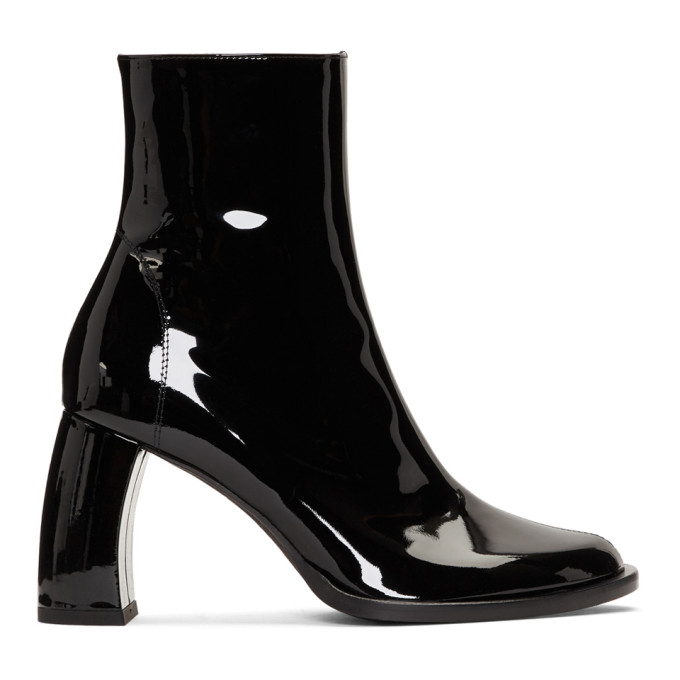 Ann Demeulemeester Black Patent Banana Heel Boots