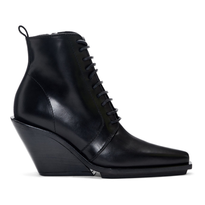 Ann Demeulemeester Black Lace Up Wedge 