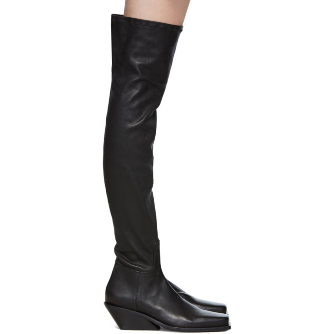 Ann Demeulemeester Black Square Toe Tall Boots