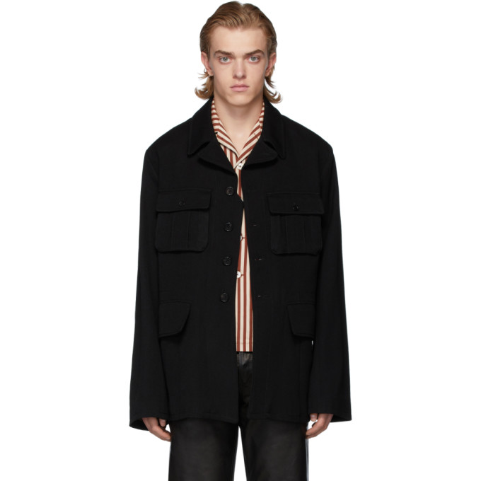 Click to view more detailed imagery on our partner's website Ann Demeulemeester Black Wool Military Jacket