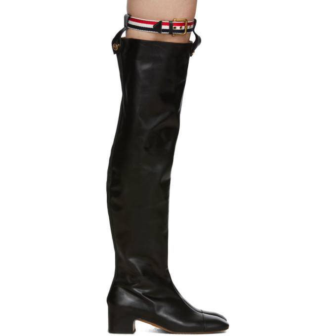 Thom Browne Black Nipped Toe Thigh High Boots