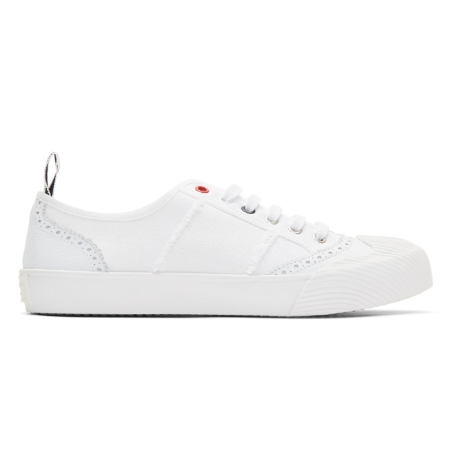 THOM BROWNE THOM BROWNE WHITE BROGUED SNEAKERS