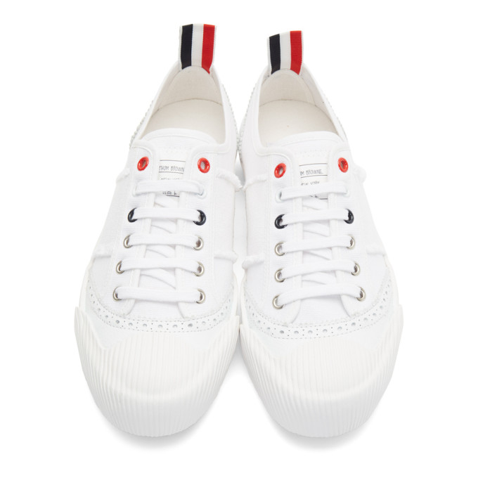 THOM BROWNE THOM BROWNE WHITE BROGUED SNEAKERS
