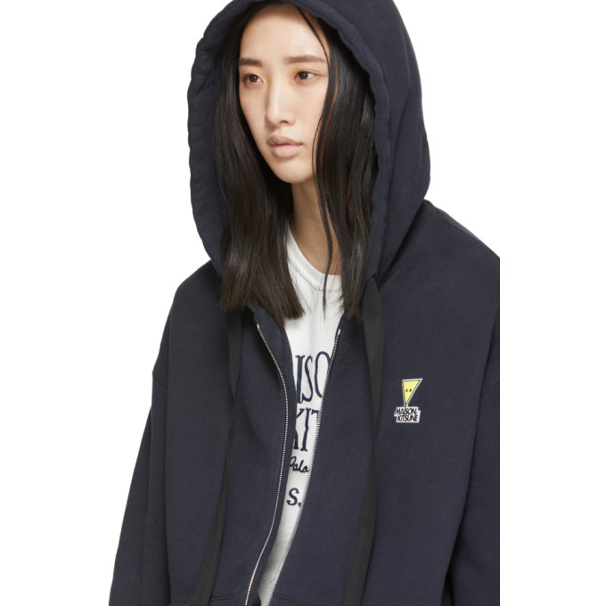 MAISON KITSUNÉ MAISON KITSUNE NAVY OVERSIZED ZIP-UP HOODIE