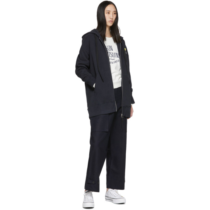 MAISON KITSUNÉ MAISON KITSUNE NAVY OVERSIZED ZIP-UP HOODIE