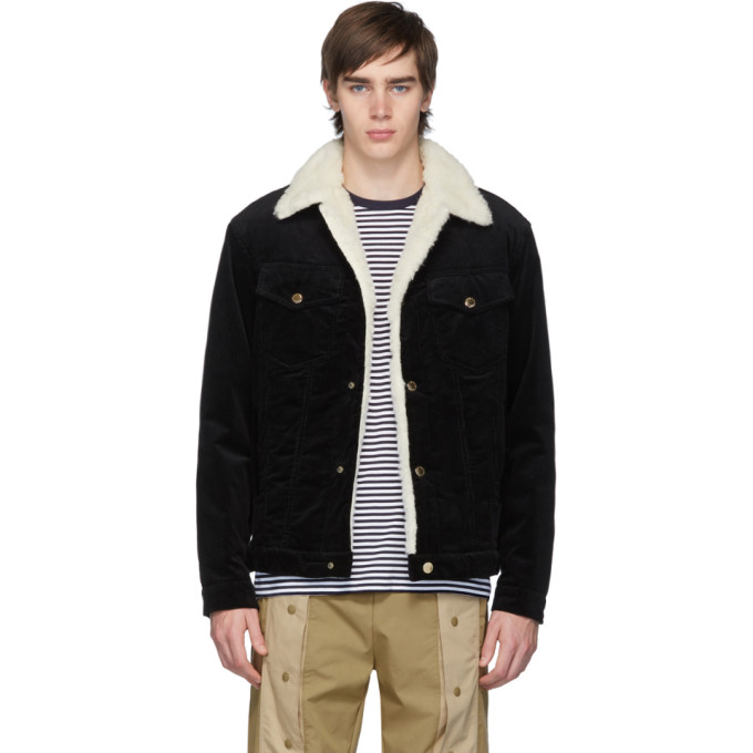 MAISON KITSUNÉ Black Corduroy Trucker Jacket