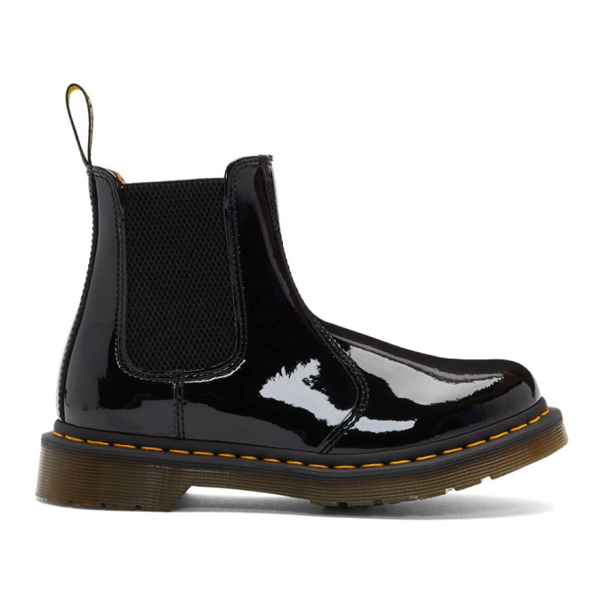 dr martens banzai chelsea boots black patent