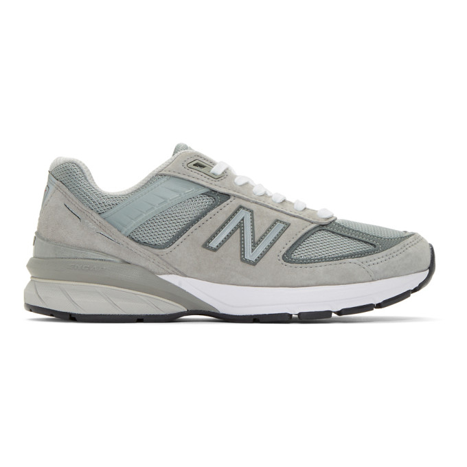 New Balance 990 V5 Suede And Mesh Sneakers In Grey/Cstl | ModeSens