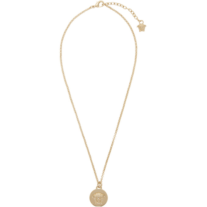 Versace Gold Medusa Coin Pendant Necklace - Gold Small Circular Medusa Pendant Necklace Versace Gold Medusa Coin Pendant Necklace - Gold Small Circular Medusa Pendant Necklace