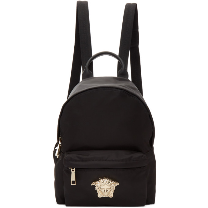 Versace Parfums Black BackPack Medusa Head Hand dust Bag faux patent