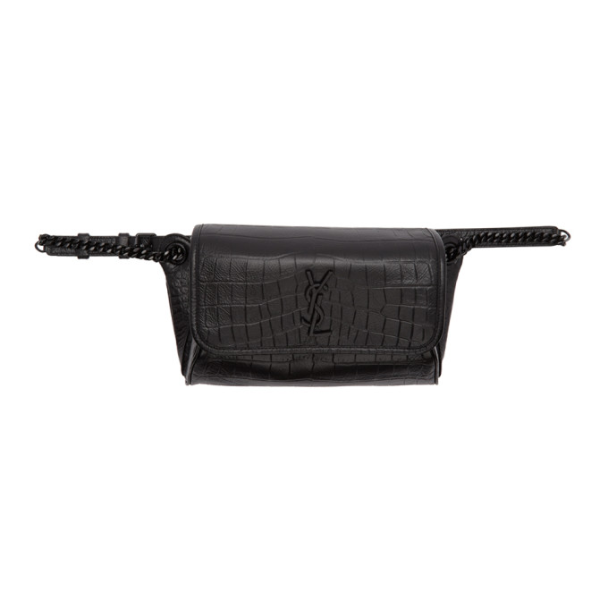 SAINT LAURENT SAINT LAURENT BLACK CROC NIKI BELT BAG