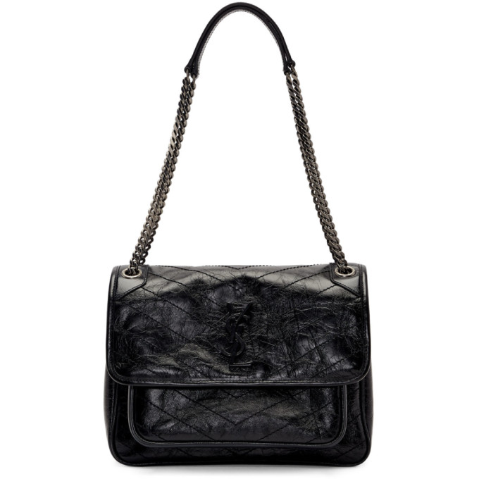 niki medium monogram ysl shiny waxy quilted shoulder bag