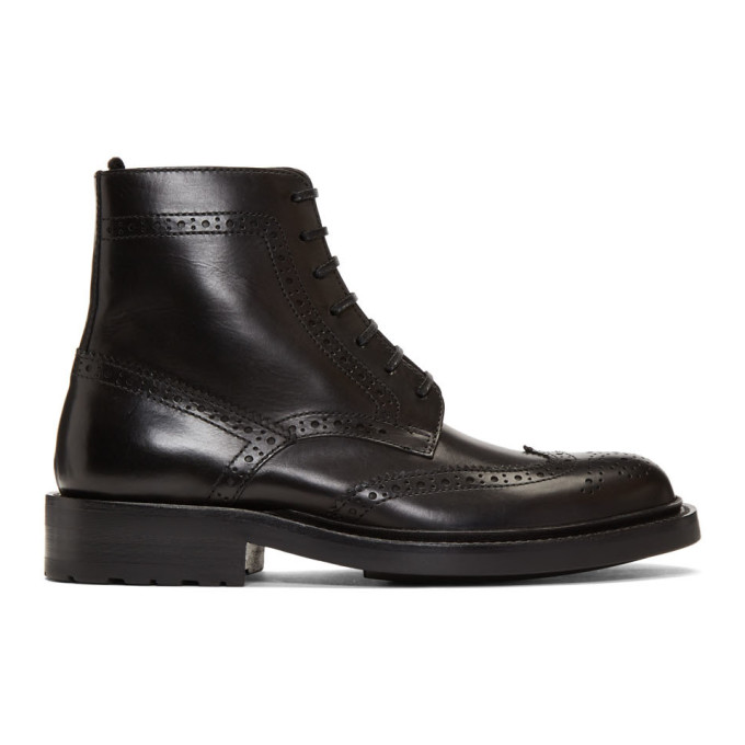 Saint Laurent Black Army Brogues Boots