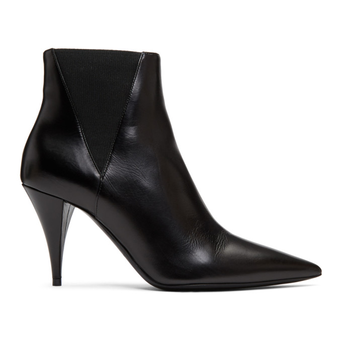Saint Laurent Black Kiki Heeled Chelsea Boots