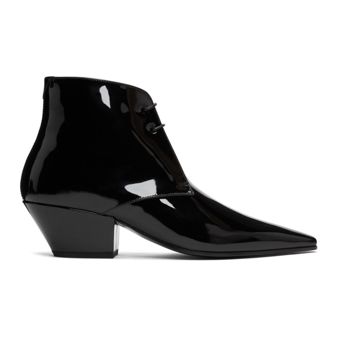 Saint Laurent Black Patent Belle Laced Boots