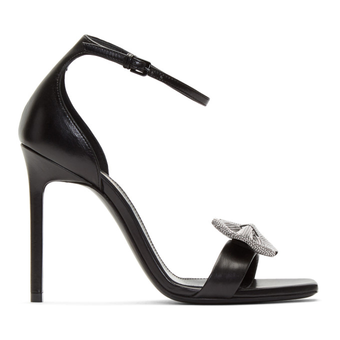 Saint Laurent Black Amber Sandals In 1000 Black