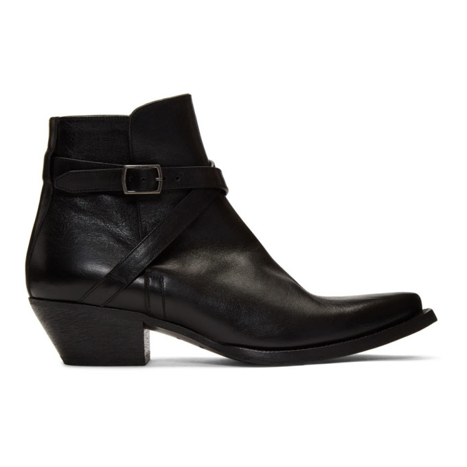 Saint Laurent Black Buckle Lukas Boots