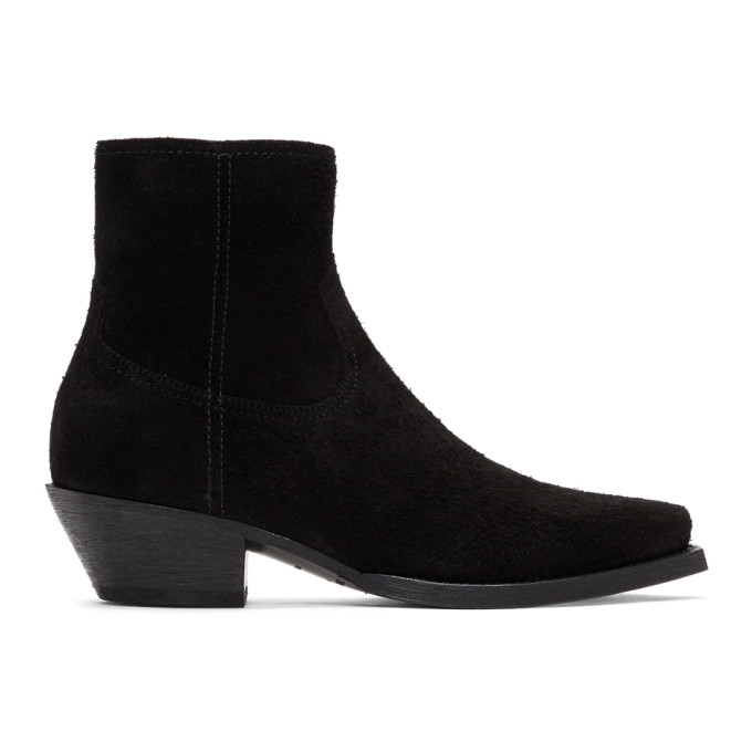 Saint Laurent Black Suede Lukas Zip Boots