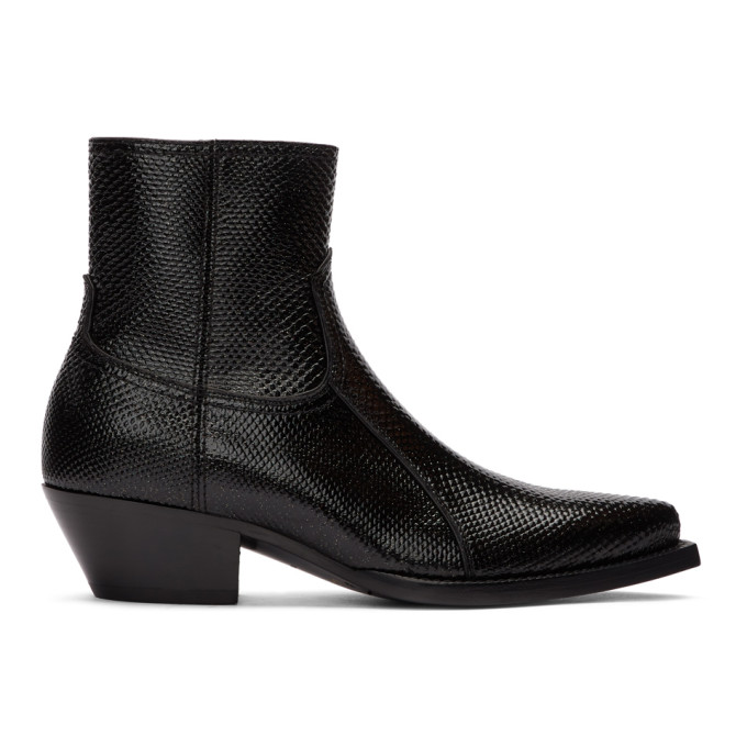 Saint Laurent Black Snake Lukas Boots
