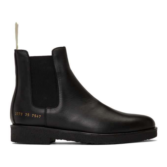 Woman by Common Projects SSENSE Exclusive Black Leather Chelsea Boots