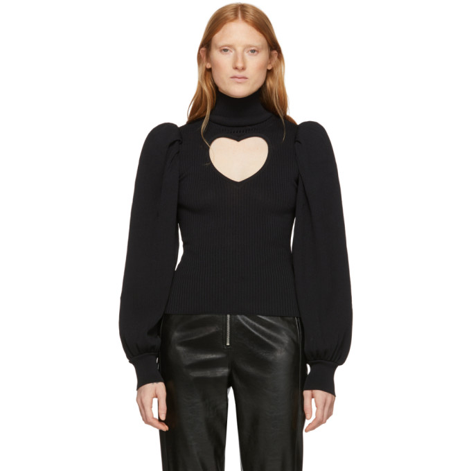 MSGM MSGM BLACK HEART-SHAPED OPENING TURTLENECK