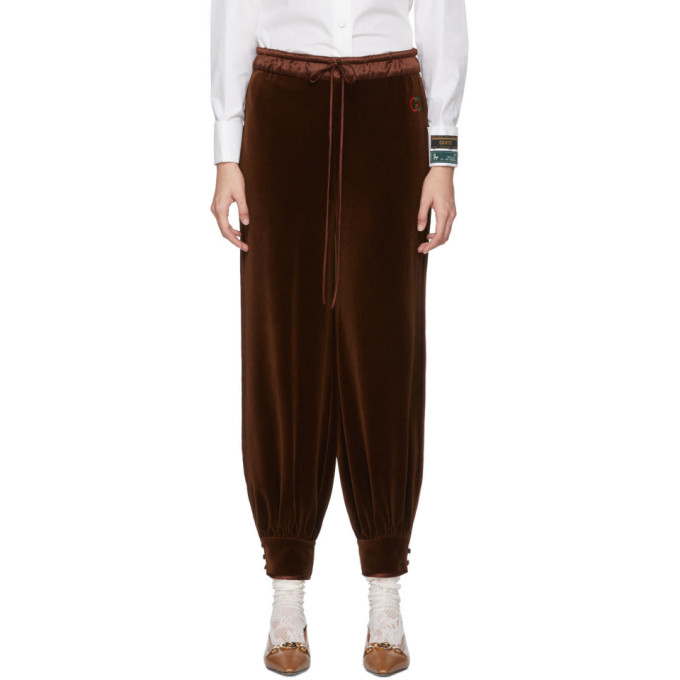 GUCCI GUCCI BROWN CHENILLE JOGGING LOUNGE trousers