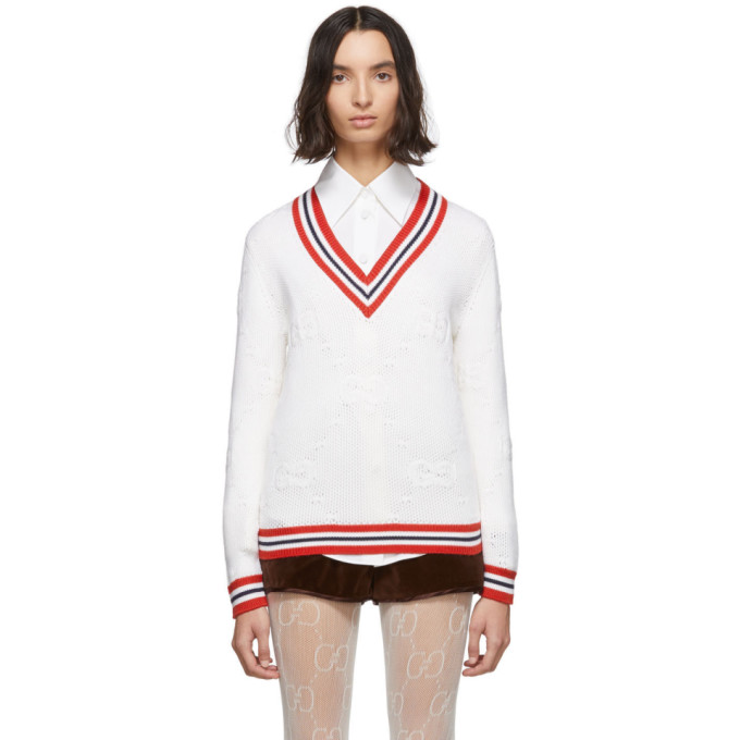 gucci red and white striped sweater