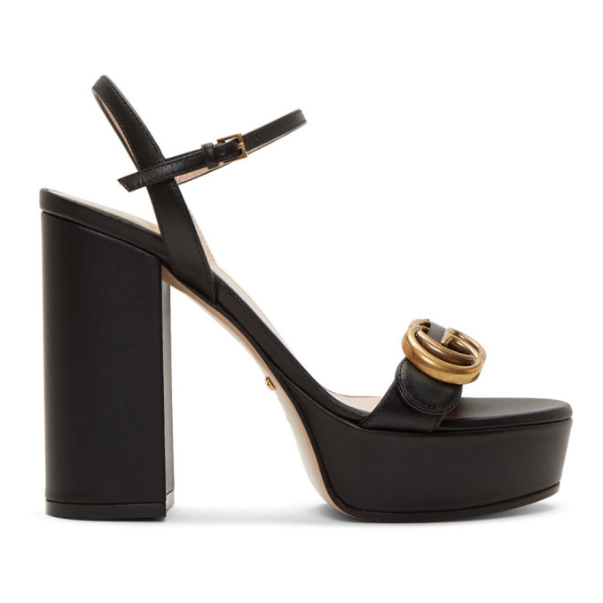 Gucci Black GG Platform Sandals