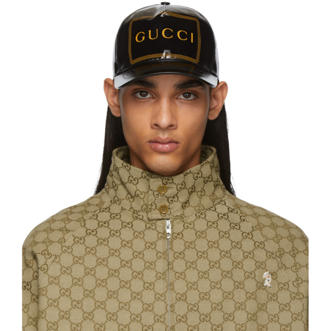 Gucci Black Frame Print Baseball Cap